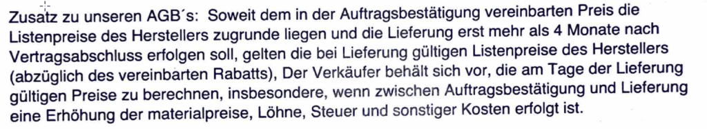Preiserhöhung beim Wohnmobilkauf