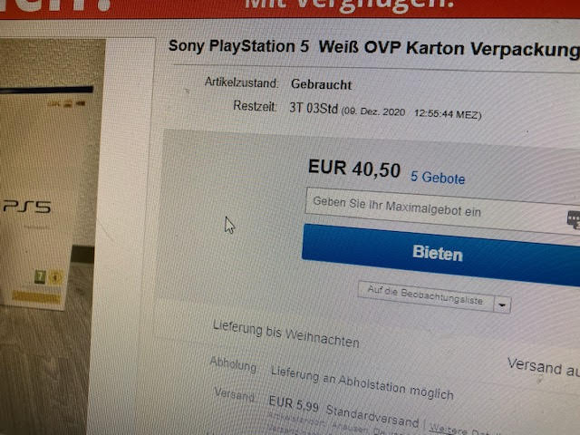 Verkauf einer Originalverpackung bei eBay
