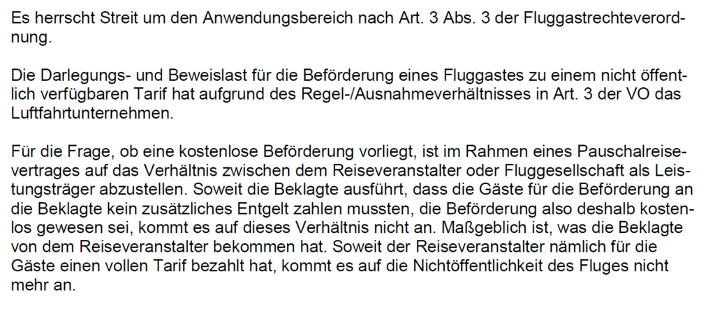 Hinweis des Gerichts zur Rechtslage